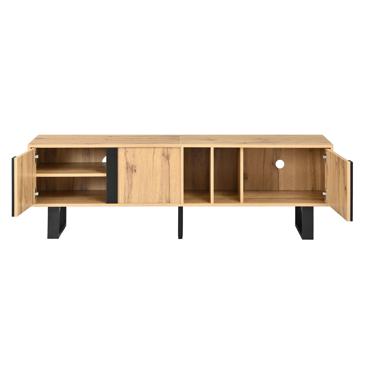 TV-SCHRANK 190/35/37 cm Weiß mit offene Ablagefächer und Hochglanzfronten - Weiß, Holzwerkstoff (275/37/35cm) - Oxeza