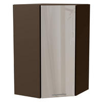 ECKHÄNGESCHRANK Brerra RAL 9001 creme Hochglanz / Lava Matt 60 / 60 / 96cm - Dunkelgrau/Creme, Holz/Holzwerkstoff (60/96/60cm) - Feldmann-Wohnen