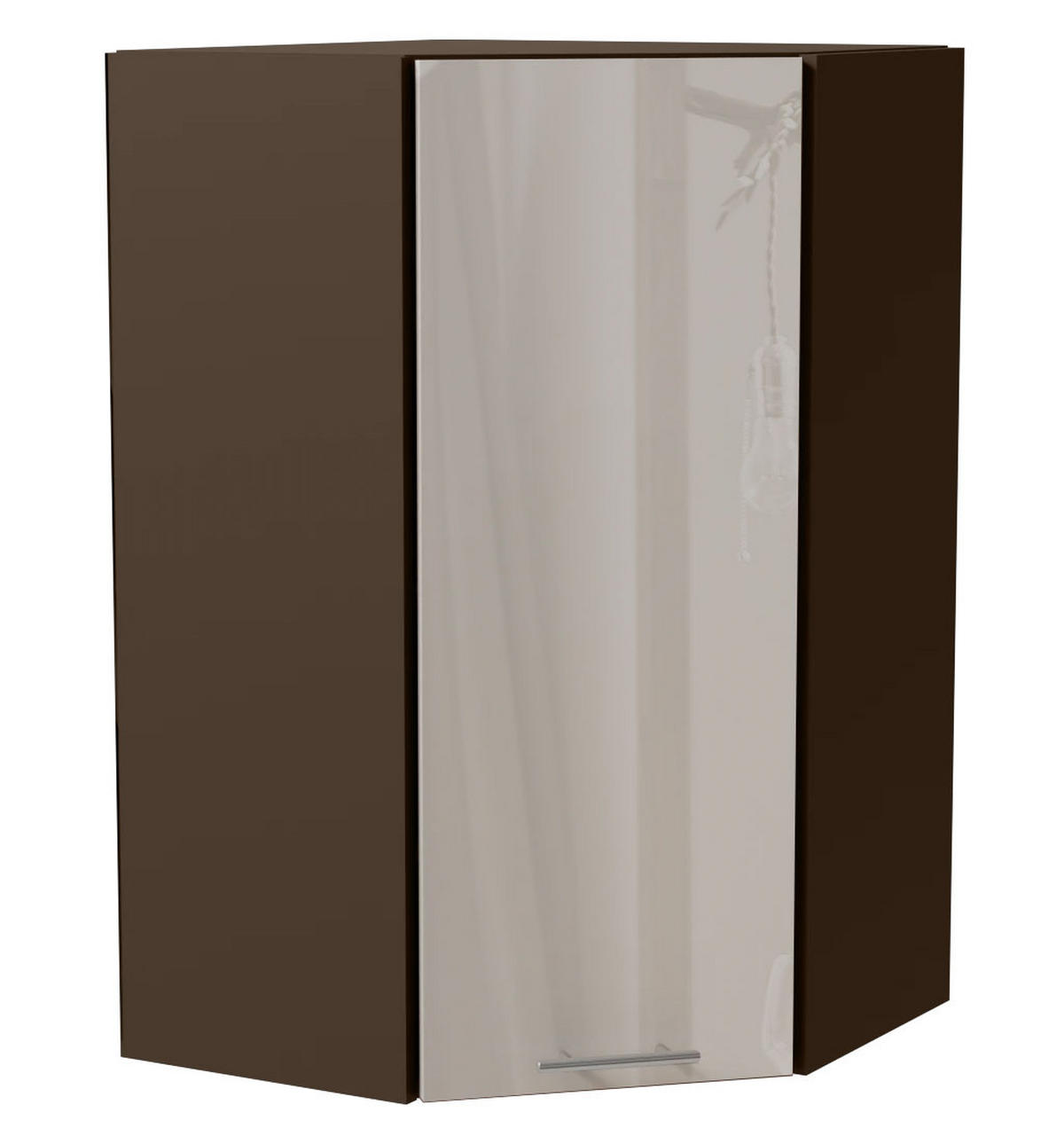 ECKHÄNGESCHRANK Brerra RAL 9001 creme Hochglanz / Lava Matt 60 / 60 / 96cm - Dunkelgrau/Creme, Holz/Holzwerkstoff (60/96/60cm) - Feldmann-Wohnen