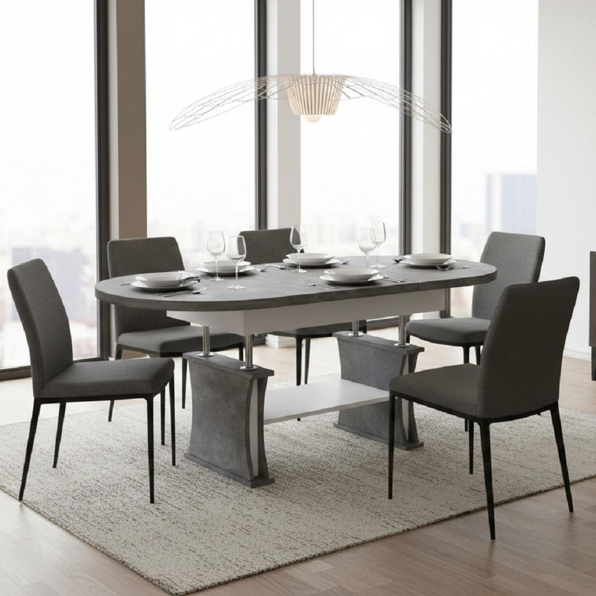 COUCHTISCH oval ausziehbar höhenverstellbar Ablage 130/80/60 cm - Hellgrau/Weiß, Holzwerkstoff (80/130/60cm) - designimpex