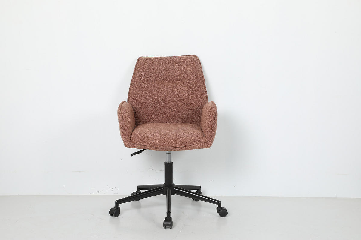 BÜRODREHSTUHL - Bouclé / Eisen - Rostfarben/Schwarz, Textil/Metall (57/81/62cm) - home24