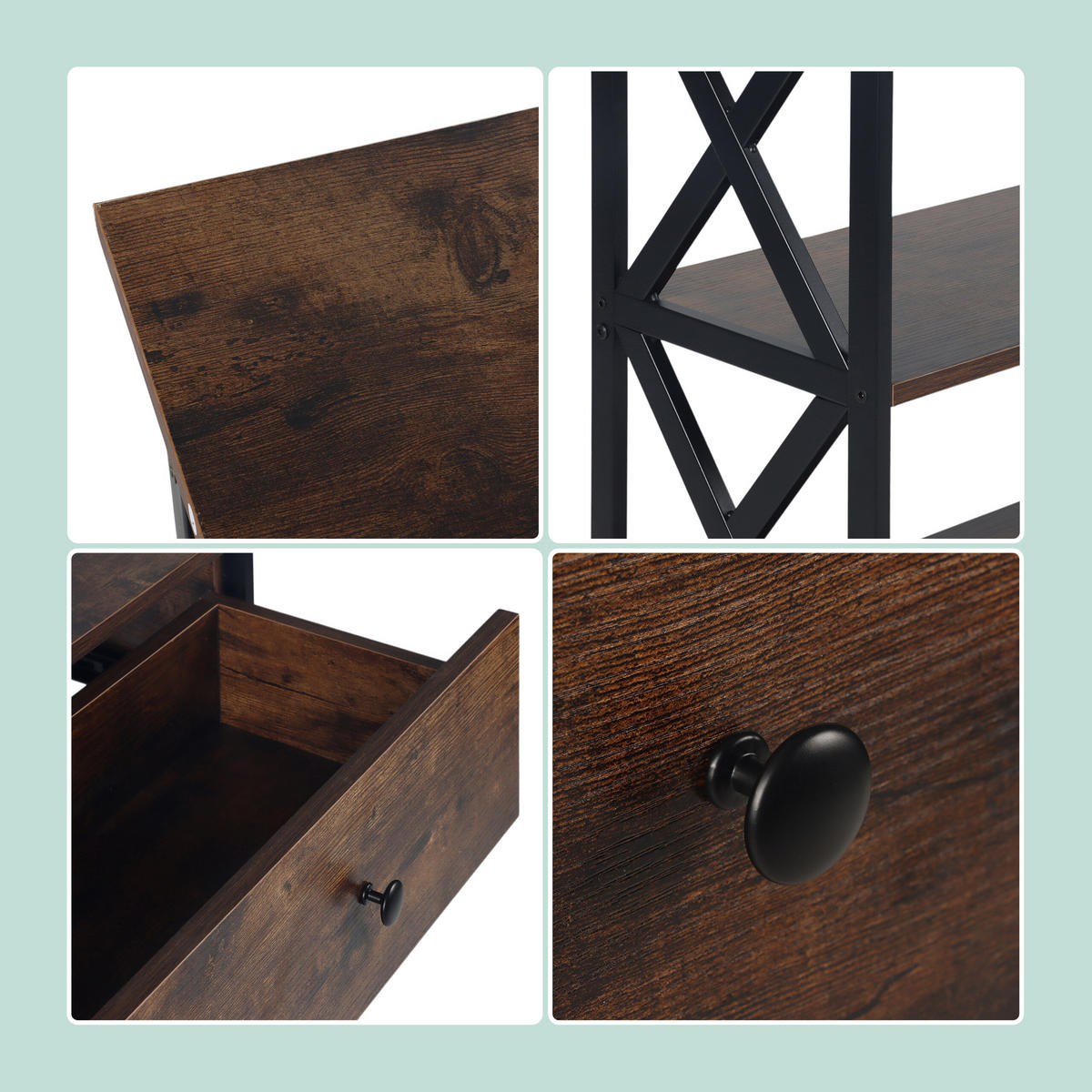 KONSOLENTISCH - Braun, Holzwerkstoff/Metall (30/100/80cm) - Relaxdays