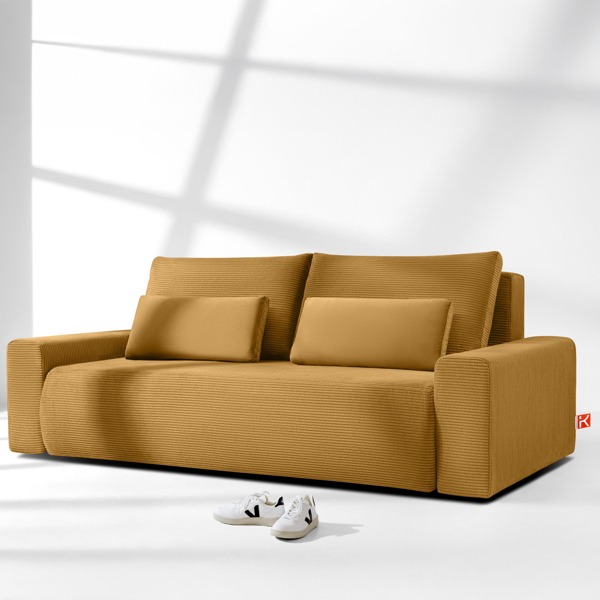 3-SITZER SCHLAFSOFA MOLLIS, Corduroy, Gelb - Gelb, Holz/Holzwerkstoff (250/93/108cm) - KONSIMO®