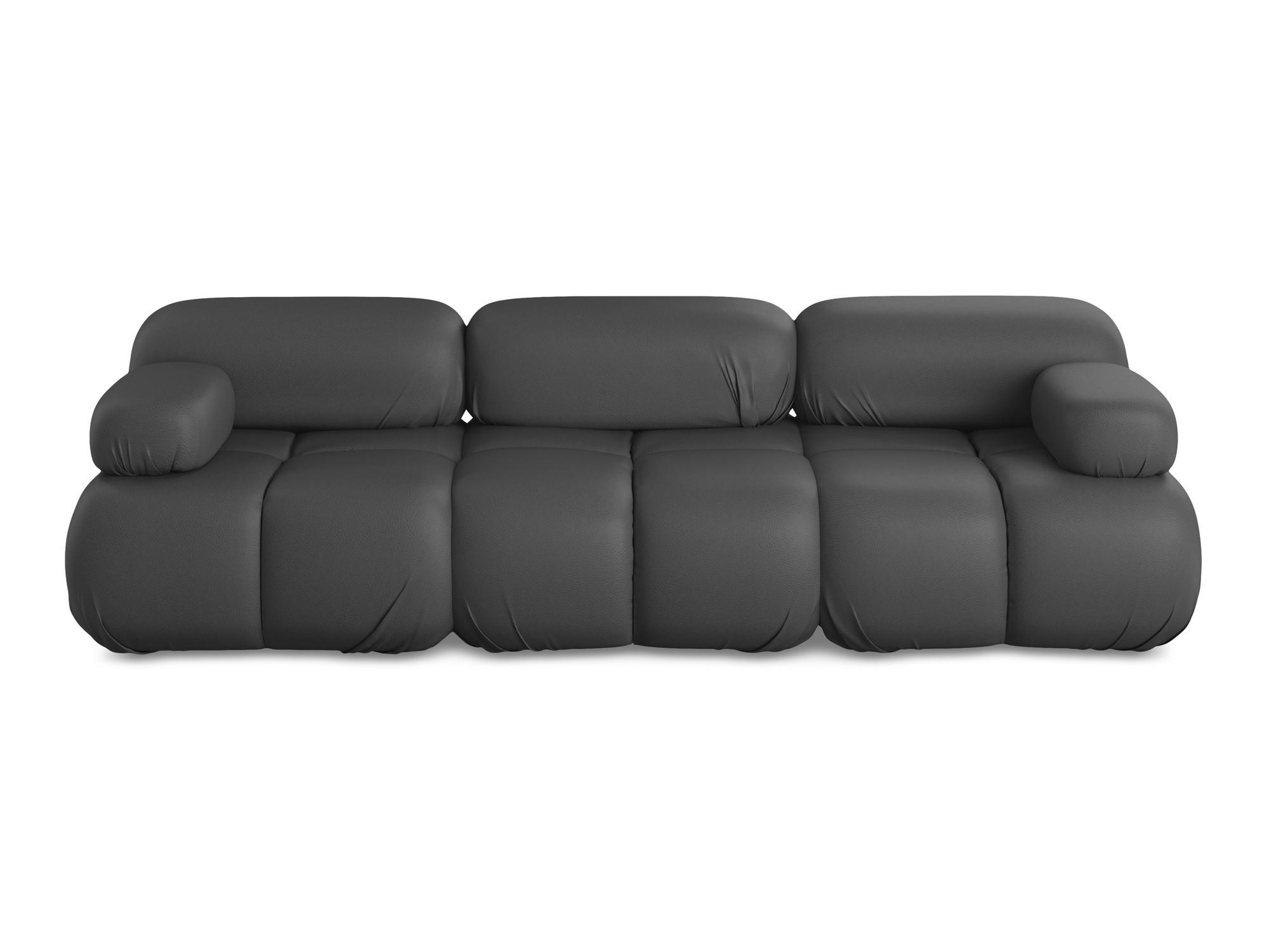 3-SITZER SOFA Kunstleder Grau - Beige/Schwarz, Leder/Kunststoff (285/70/96cm) - Makamii