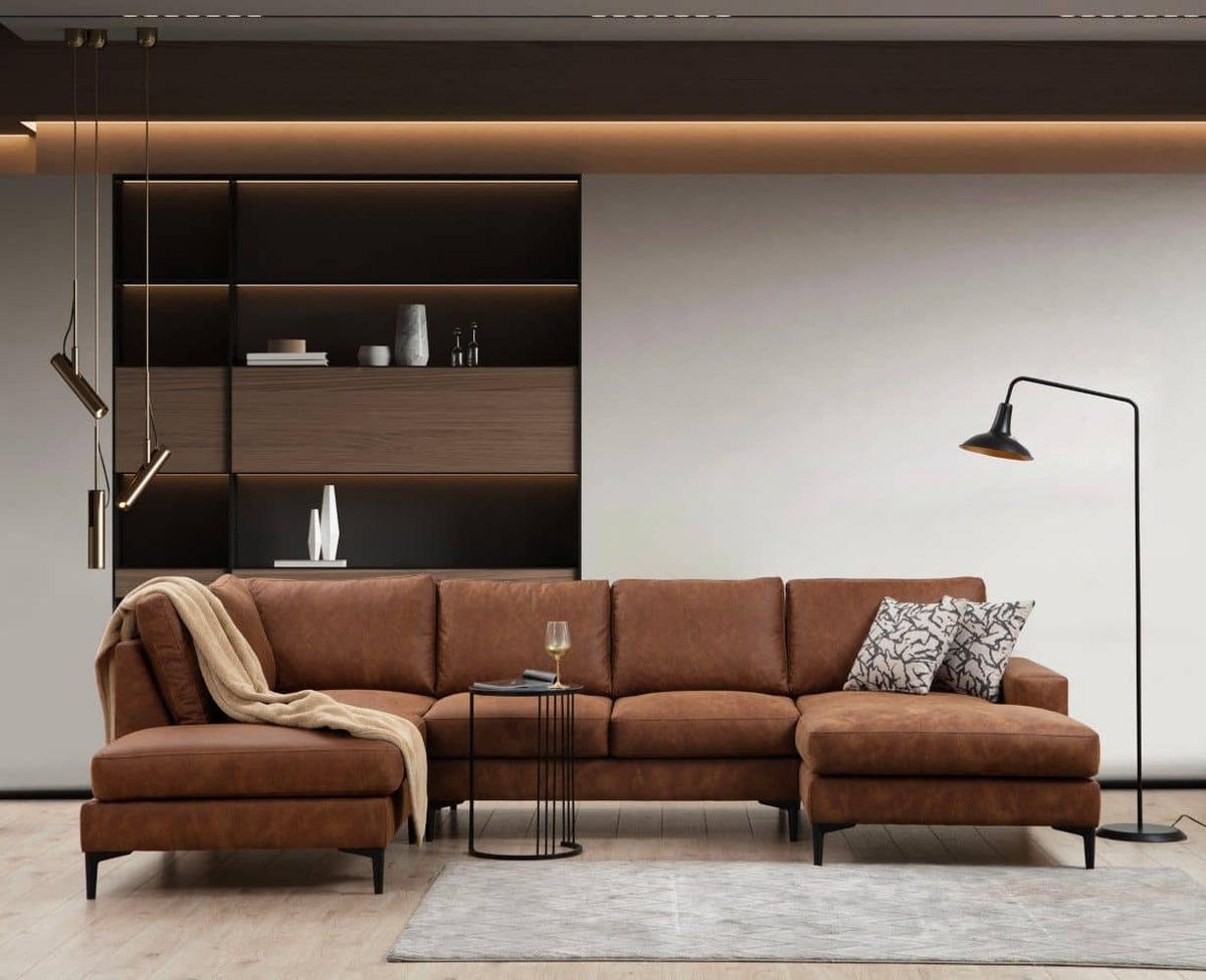 WOHNLANDSCHAFT mit großzügiger Sitzfläche für die ganze Familie - Taupe/Schwarz, Holzwerkstoff/Kunststoff (314/90/200cm) - myHomelando