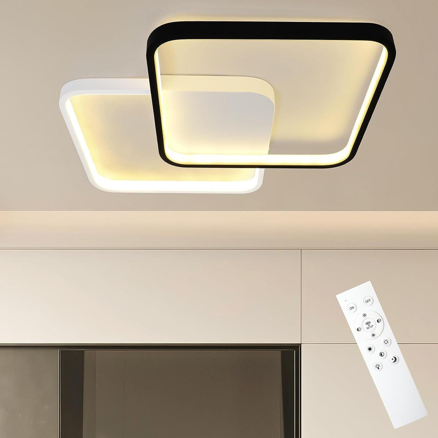 LED-DECKENLEUCHTE Nils 43/43/4.5 cm - Schwarz, Metall (30/4.5/30cm) - ZMH