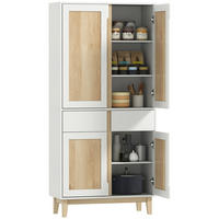 BUFFET DE-11225 4 Türen Weiß/Eiche - Weiß, Holzwerkstoff (35/170/80cm) - ComfortXL
