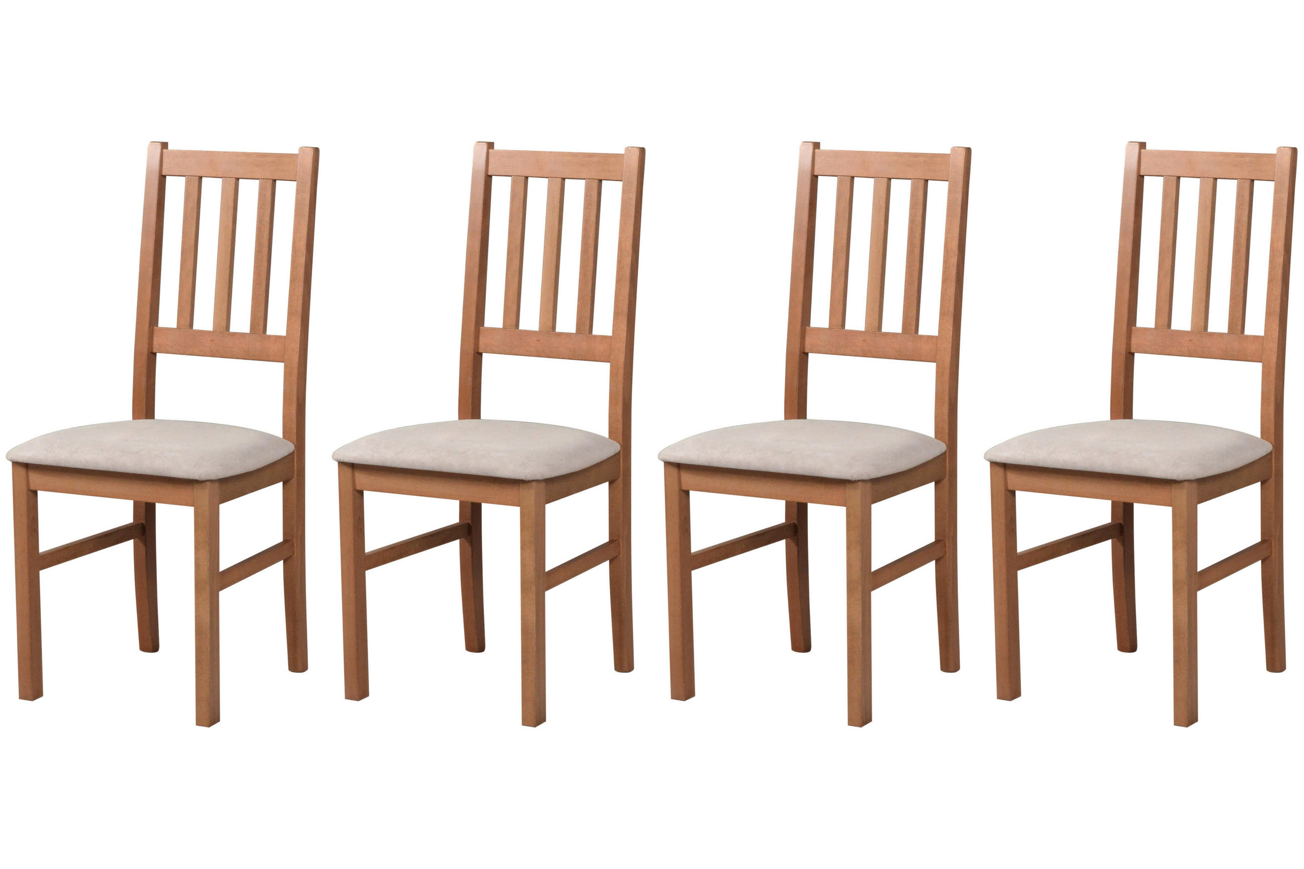 STUHL Bos 4 (4er Set) - Hellbraun/Beige, Holz (43/94/40cm) - Leaf Design