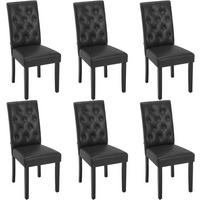 ESSZIMMERSTUHL 6er Set, Kunstleder, Holzbeinen, Schwarz - Schwarz, Holz/Kunststoff (44/99/59cm) - Woltu