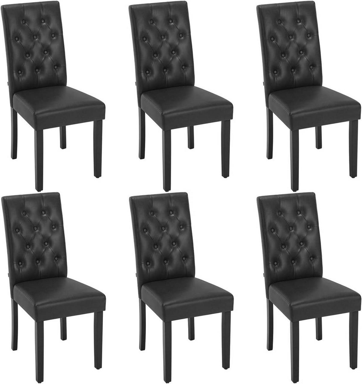 ESSZIMMERSTUHL 6er Set, Kunstleder, Holzbeinen, Schwarz - Schwarz, Holz/Kunststoff (44/99/59cm) - Woltu