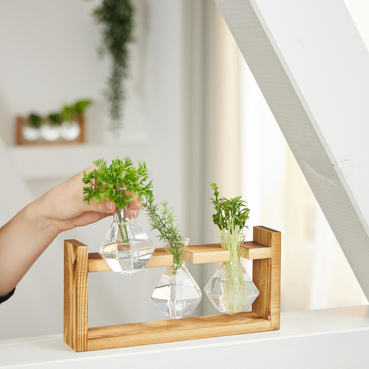 REAGENZGLAS-VASE - Multicolor, Glas/Holz (13cm) - Relaxdays