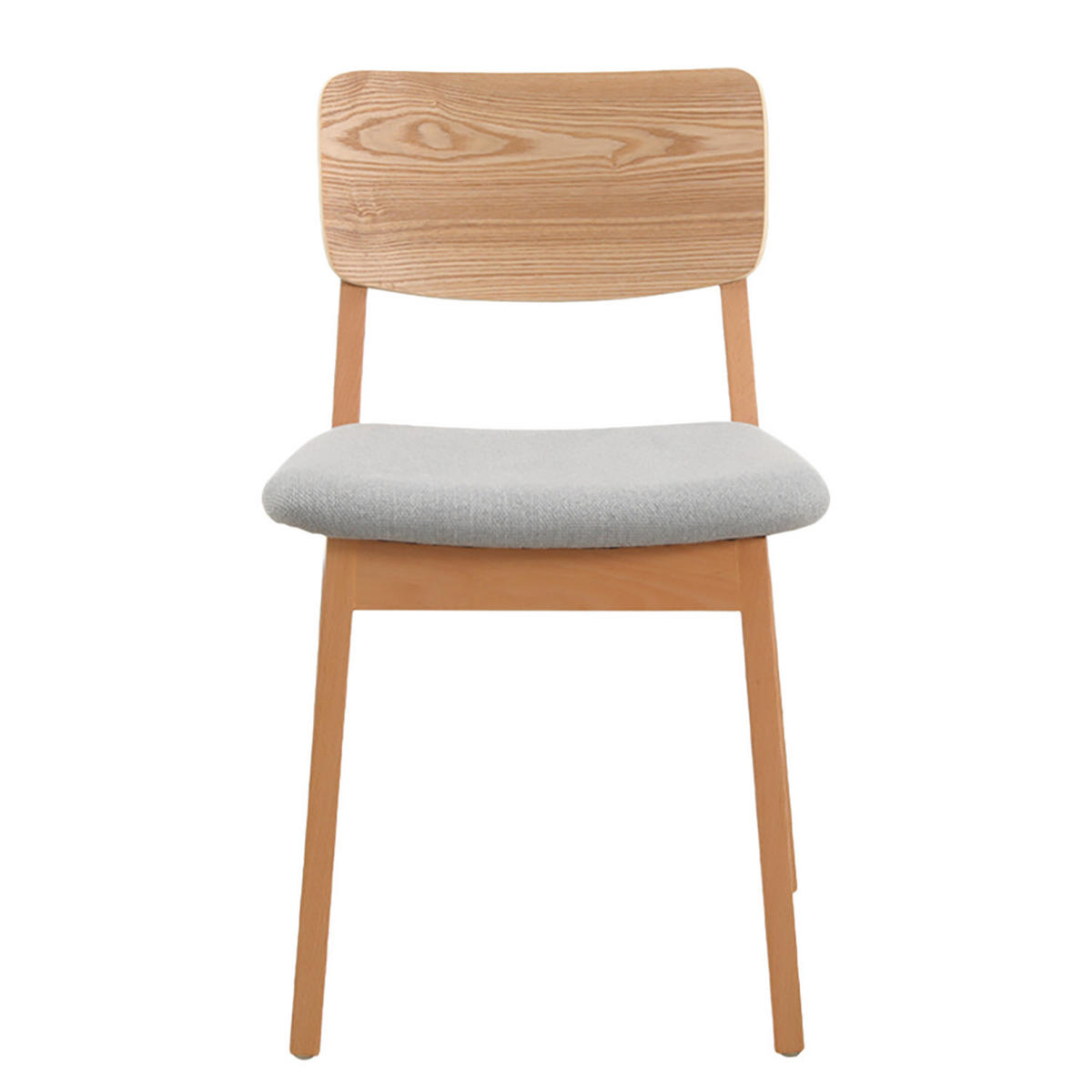 ESSZIMMERSTUHL 2er Set - Buche teilmassiv / Strukturstoff - Grau / Buche - Grau, Holz/Holzwerkstoff (52/76/56cm) - home24