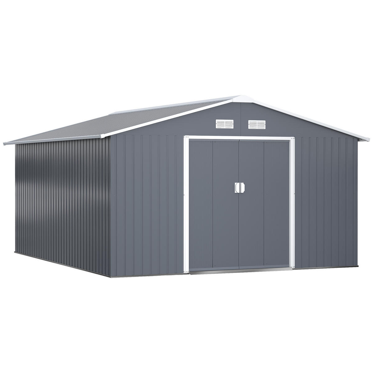 GERÄTEHAUS Geräteschuppen Gartenschrank Geräteschrank Metall Kohlegrau - Grau, Metall (340/200/386cm) - Outsunny