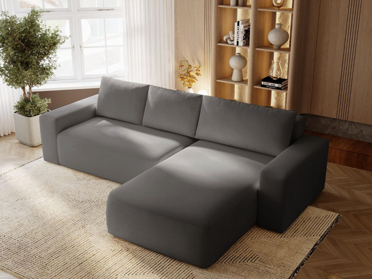 ECKSOFA Tazones Dunkelgrau Rechts - Dunkelgrau, Holz/Kunststoff (250/165cm) - Graingold