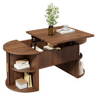 COUCHTISCH höhenverstellbar 100 x 50 cm MDF Nussbaum mit Stauraum - Braun, Holz (100/50/40.5cm) - Meubliv