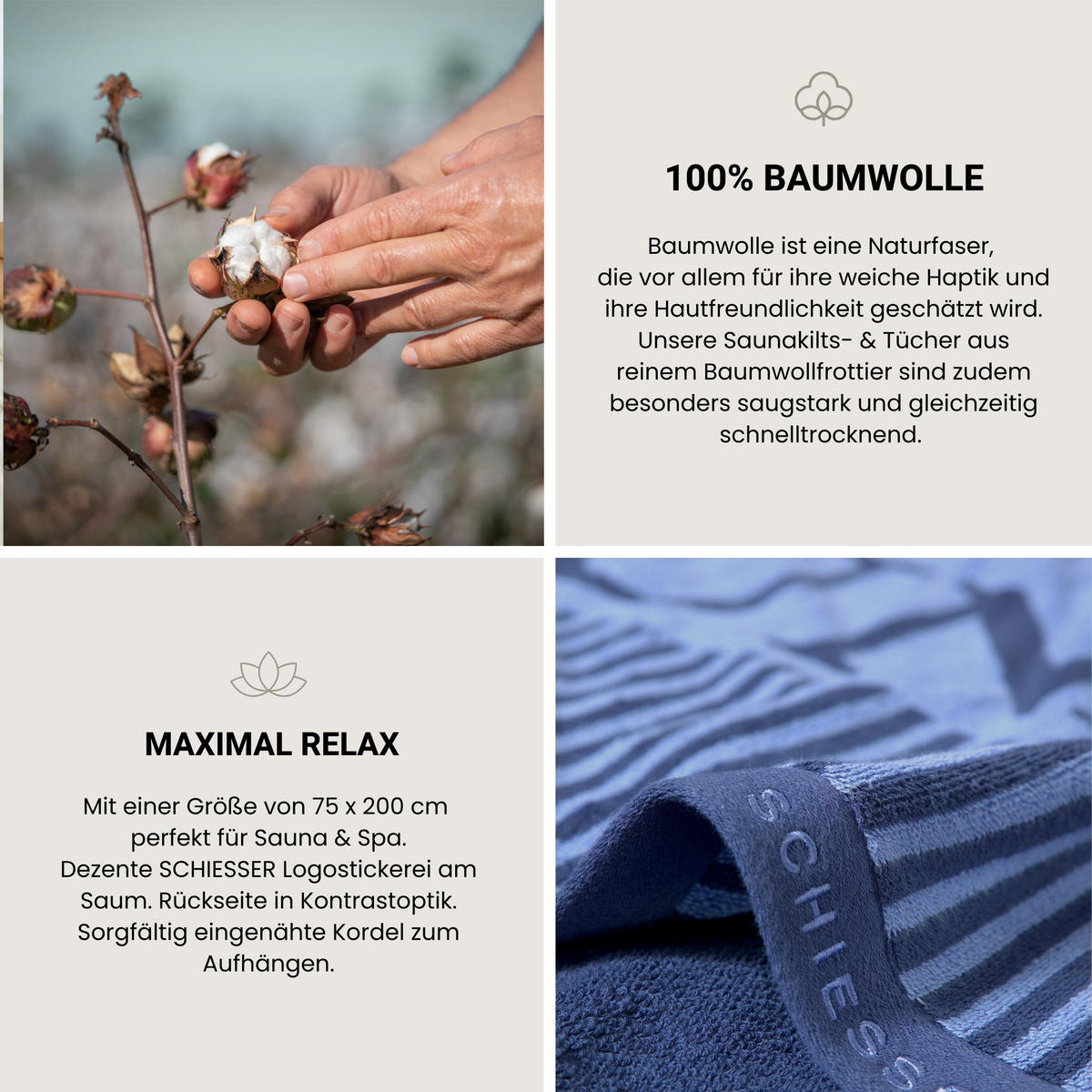 SAUNATUCH Rom - 75 x 200 cm - Hellblau - Hellblau, Textil (75/200cm) - SCHIESSER