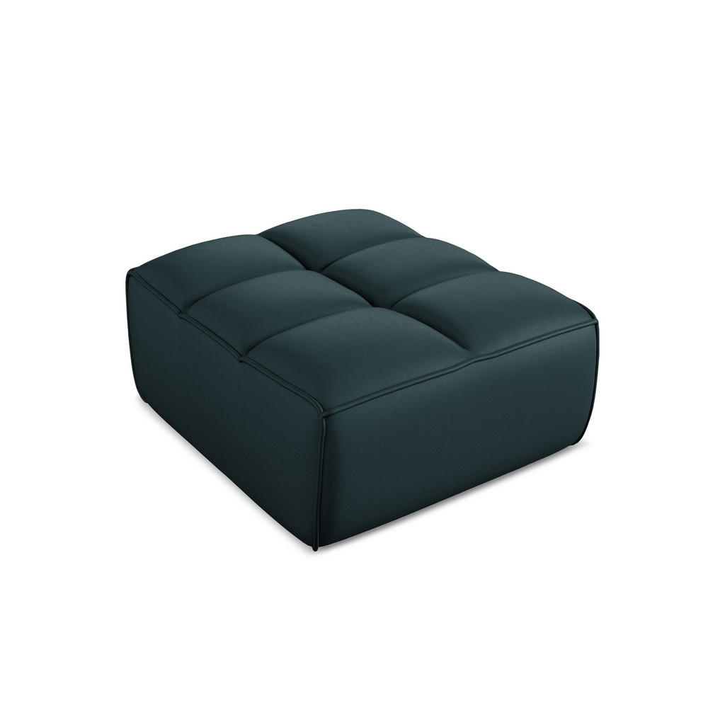Thumbnail - Makamii Pouf, Petrol, Leder, 1-Sitzer, Füllung: Schaumstoff, 80x43x93 cm, Made in EU, Wohnzimmer, Hocker, Sitzhocker