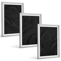 BILDER SET 3er Set - 40x60 cm Silberner Rahmen - Dunkler Marmor, elegante Texturen - Silberfarben, Kunststoff (40/60cm) - TULUP