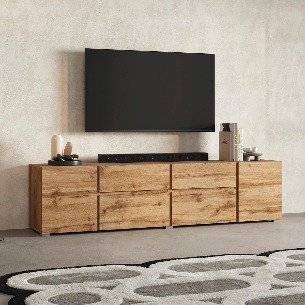 TV STOLÍK Maxis Drevo - hnedá, kompozitné drevo (195/48/40cm) - Petits-meubles