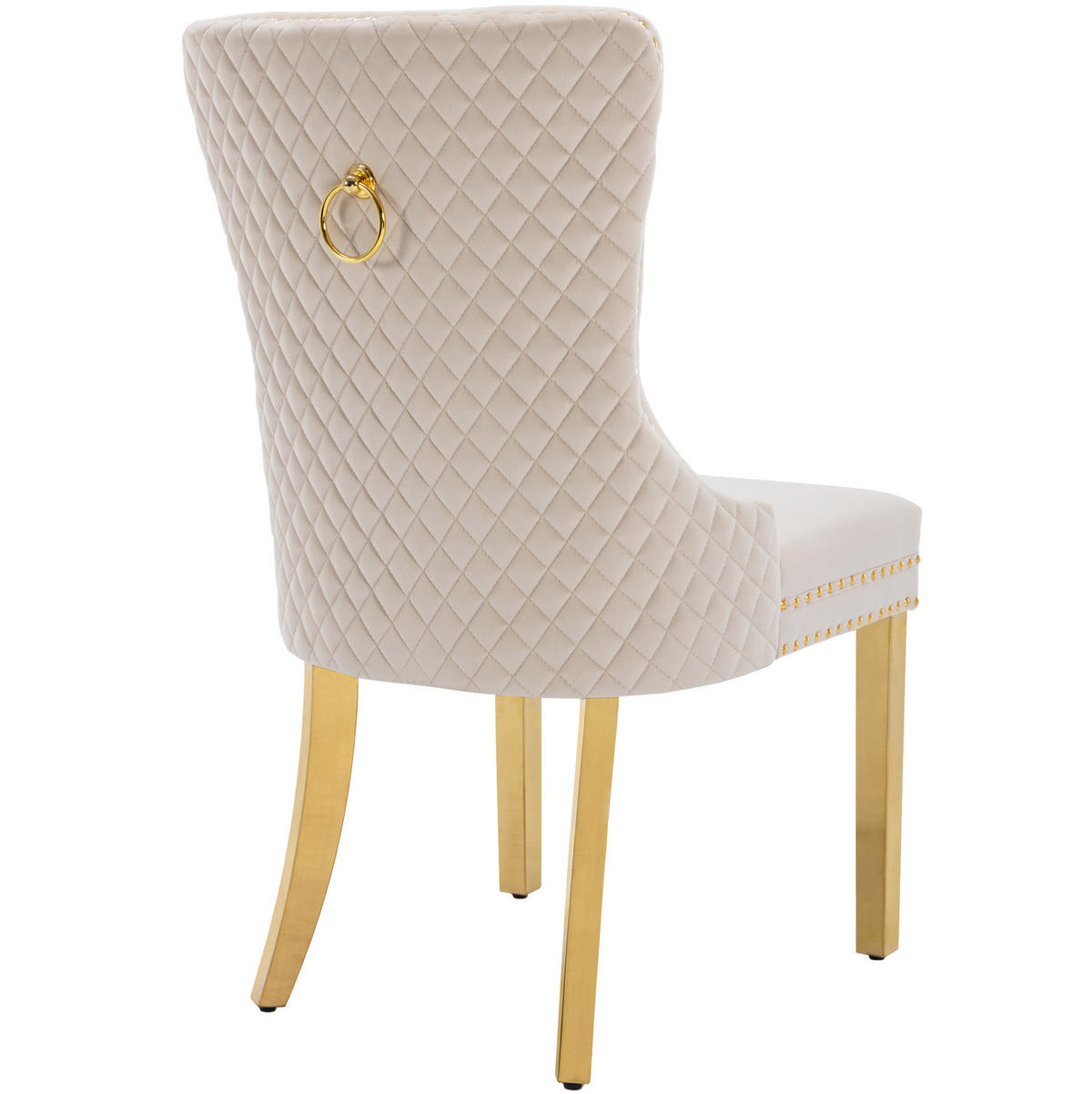 ESSZIMMERSTUHL Samt Beige mit Edelstahlbeinen - Beige, Metall (45/95/50.7cm) - Meubliv