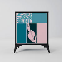 SIDEBOARD COMBINATION OF SHAPES, Schwarz, 57,5x42x70,5 cm, Schwarze Metall-Sternfüße - Multicolor/Schwarz, Holzwerkstoff/Metall (57.5/70.5/42cm) - SpaceRebels
