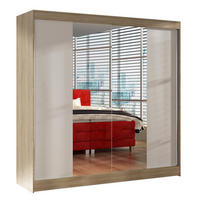 SCHWEBETÜRENSCHRANK Basti II - 200 cm - Beige/Weiß, Holzwerkstoff/Metall (200/215/58cm) - Sofnet
