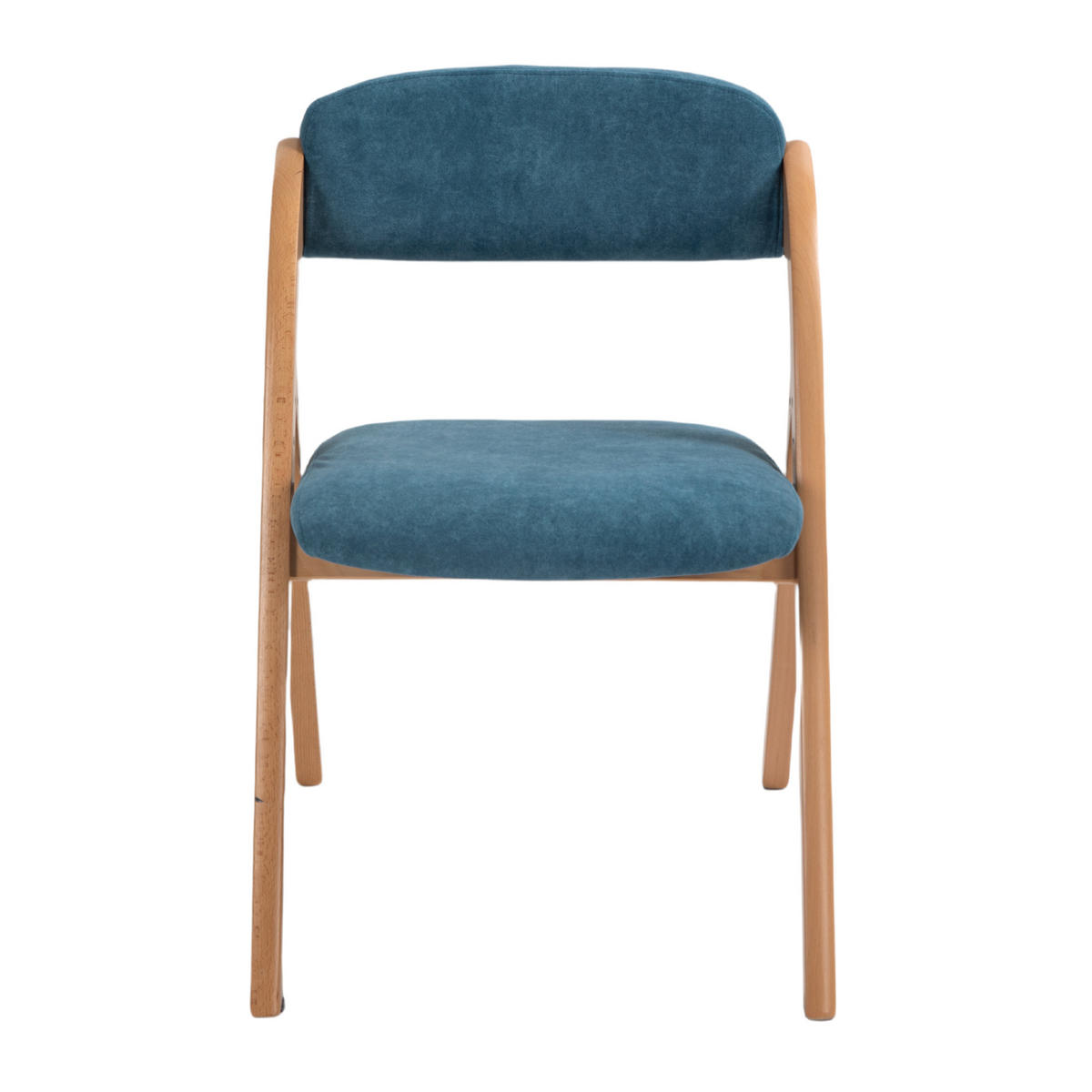 KLAPPSTUHL 2er-Set gepolstert Sitzhöhe 45 cm Buchenholz Blau - Blau, Holz (54/60/79cm) - Meubliv