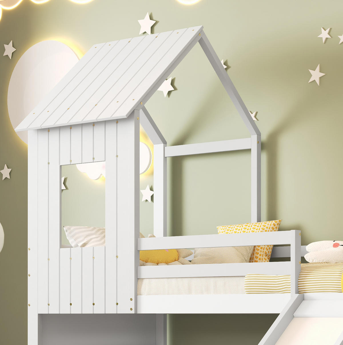ETAGENBETT 90/200 cm und 140/200 cm Weiß mit Rutsche aus Kiefer und MDF - Weiß, Holzwerkstoff (90/200cm) - OKWISH
