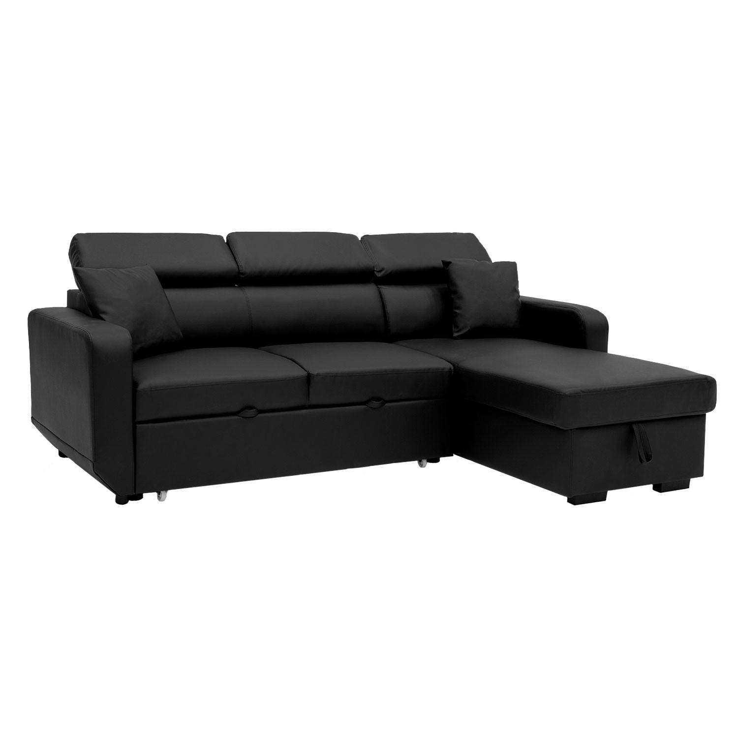 ECKSOFA WARREN Schwarz 3 Plätze - Schwarz, Kunststoff (168/236cm) - Happy Garden