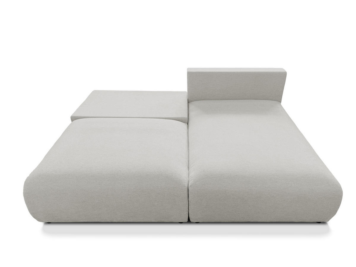 ECKSOFA Sora mit Schlaffunktion, Bettkasten und extra tiefer Komfortzone aus hochwertigem Hellgrau Strukturstoff - Hellgrau/Schwarz, Holz/Kunststoff (200/140cm) - S-Style