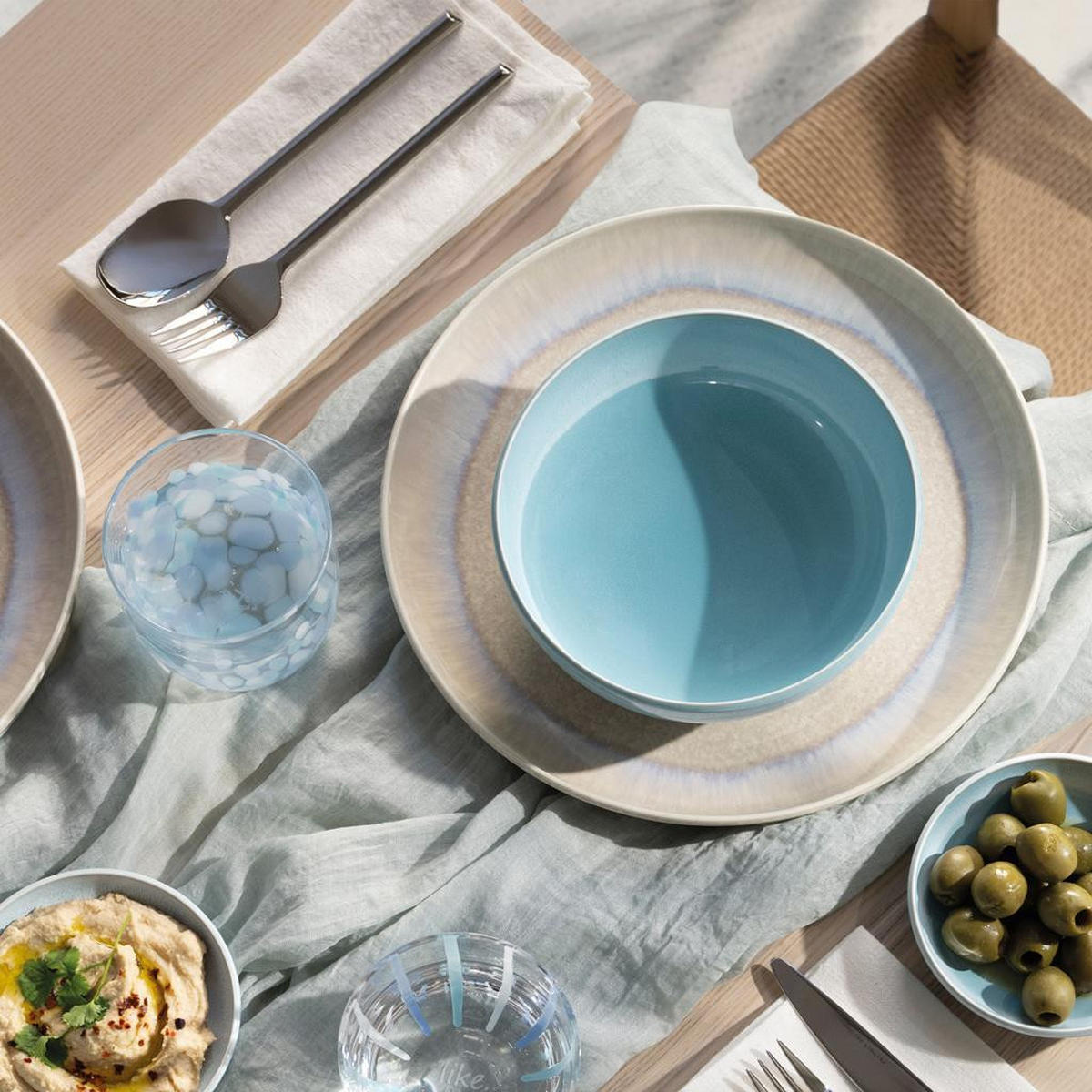 SCHÜSSELN Perlemor Aqua blau ø 16,9 cm 4er Set - Blau, Keramik (16.9cm) - like.Villeroy & Boch