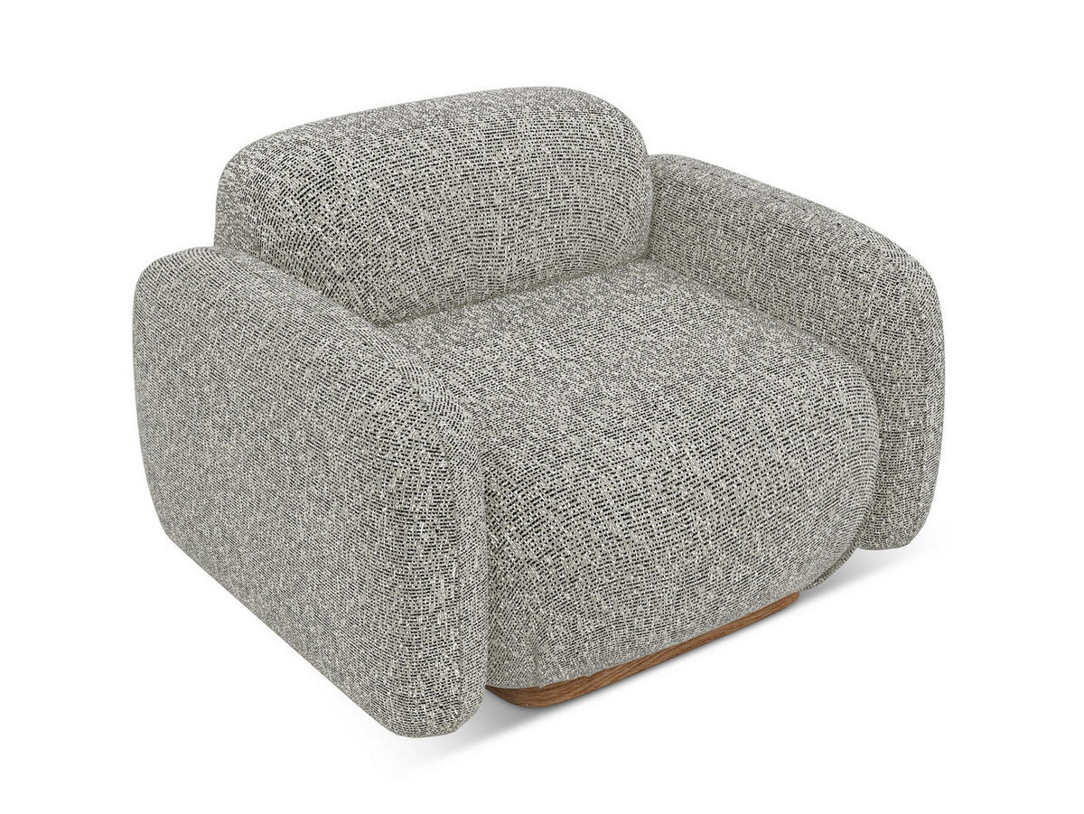 SESSEL Strukturstoff Stoff Beige - Beige/Graubraun, Holz/Textil (110/73/95cm) - Makamii