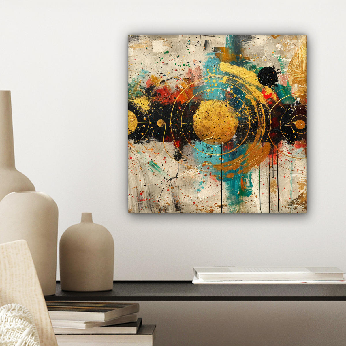 LEINWANDBILD - Abstrakt - Kunst - Gold - Modern - 20x20 - Wandbilder - Multicolor, Textil (20/20cm) - MuchoWow