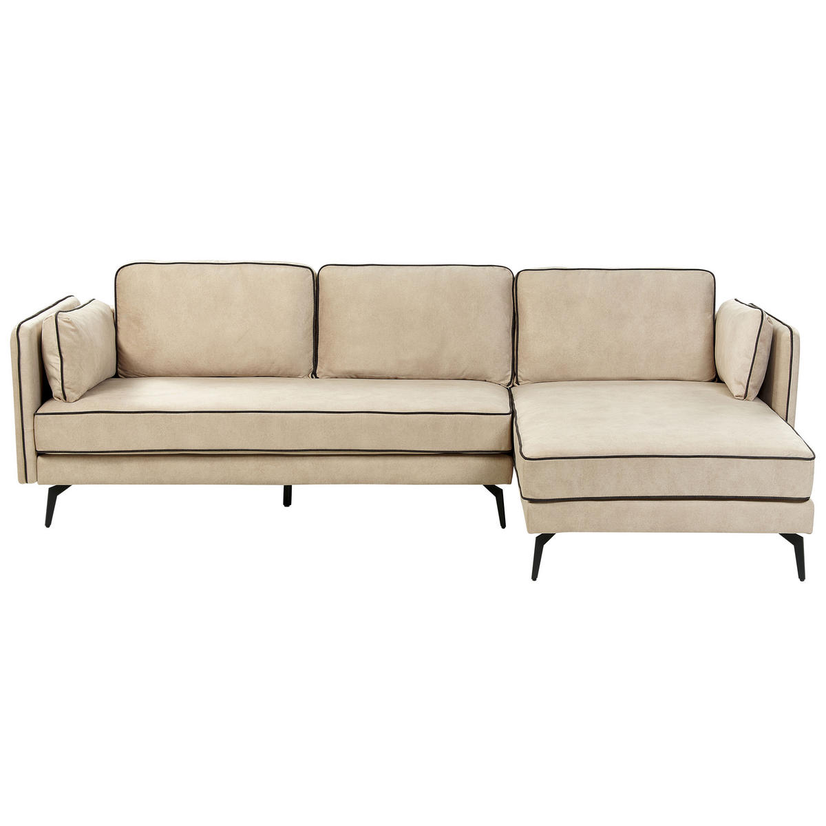3-SITZER-ECKSOFA Samtstoff Beige Altan - Beige, Textil (268/157cm) - Beliani