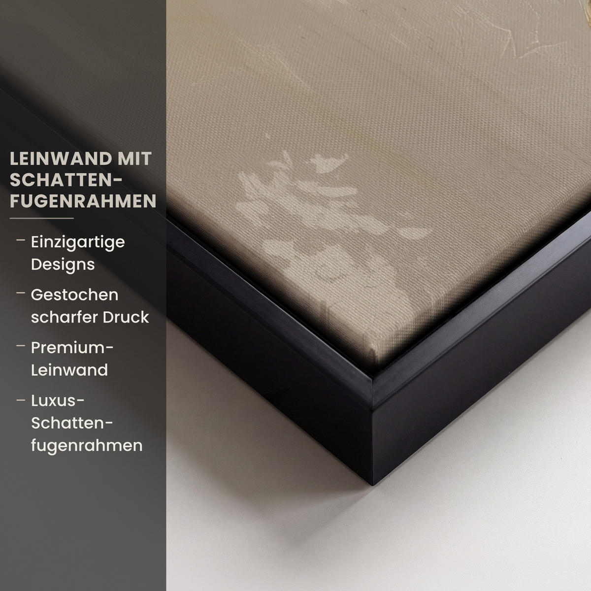 LEINWAND Bilder mit Rahmen - Gesicht - Frau - Blätter - Gold - 80x60 - Beige, Textil (80/60cm) - MuchoWow