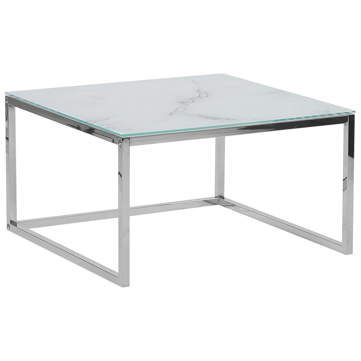 COUCHTISCH 2er-Set Quadratisch Weiß, Silber Brea - Weiß, Glas (60/60cm) - Beliani