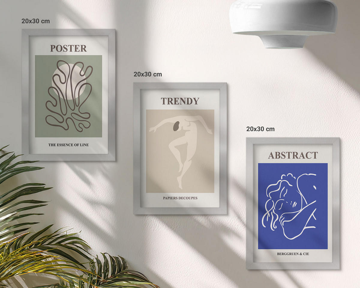 BILDER SET 3er Set - 20x30 cm Silberner Rahmen - Henri Matisse Pastellgrafiken - Silberfarben, Kunststoff (20/30cm) - TULUP