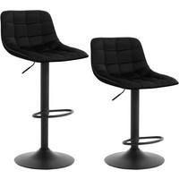 BARHOCKER 2er Set, aus Samt und Metall, Schwarz - Schwarz, Textil/Metall (42.5/82.5/38.5cm) - Woltu