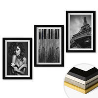 WANDBILDER 3er-Set - 20x30 cm Schwarzer Rahmen - Porträt einer Frau mit einer Eiffel-Rose - Schwarz, Kunststoff (20/30cm) - ArtPrintCave