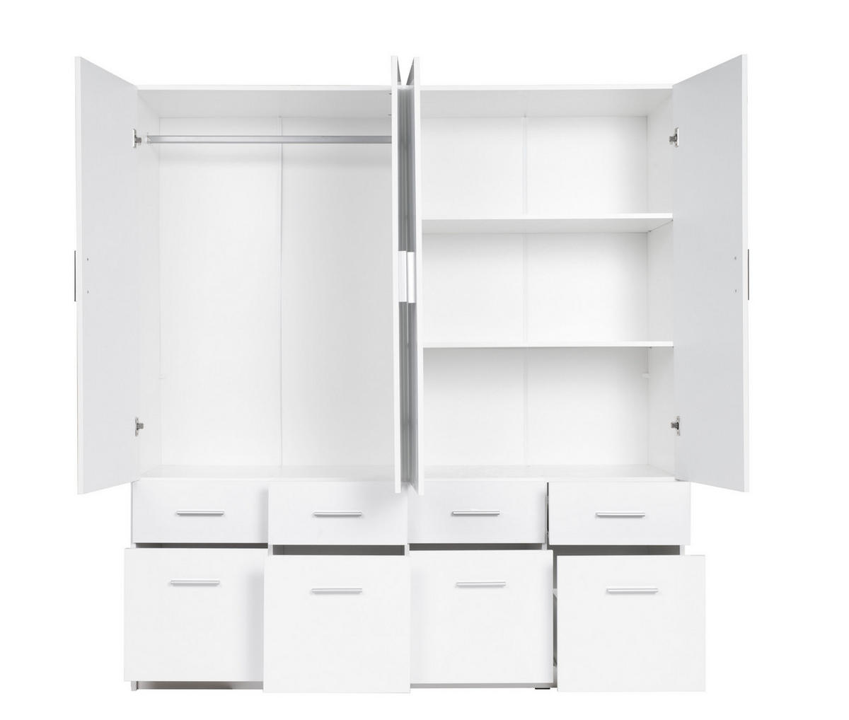 KLEIDERSCHRANK TAVORA 05 - 180,3×197,5×53,5 cm 2 Türen mit Kleiderstange Weiß / Hochglanz - Weiß Hochglanz, Holz/Holzwerkstoff (180/197/53cm) - Milaros Markt