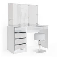 SCHMINKTISCH Sherry Weiß 120 cm mit LED Beleuchtung und Hocker - Weiß, Holzwerkstoff (55/75/120cm) - Vicco