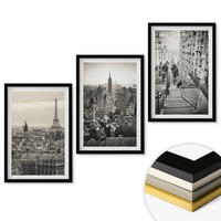 WANDBILDER 3er-Set - 40x60 cm Schwarzer Rahmen - Aussicht Paris New York Treppen - Schwarz, Kunststoff (40/60cm) - ArtPrintCave