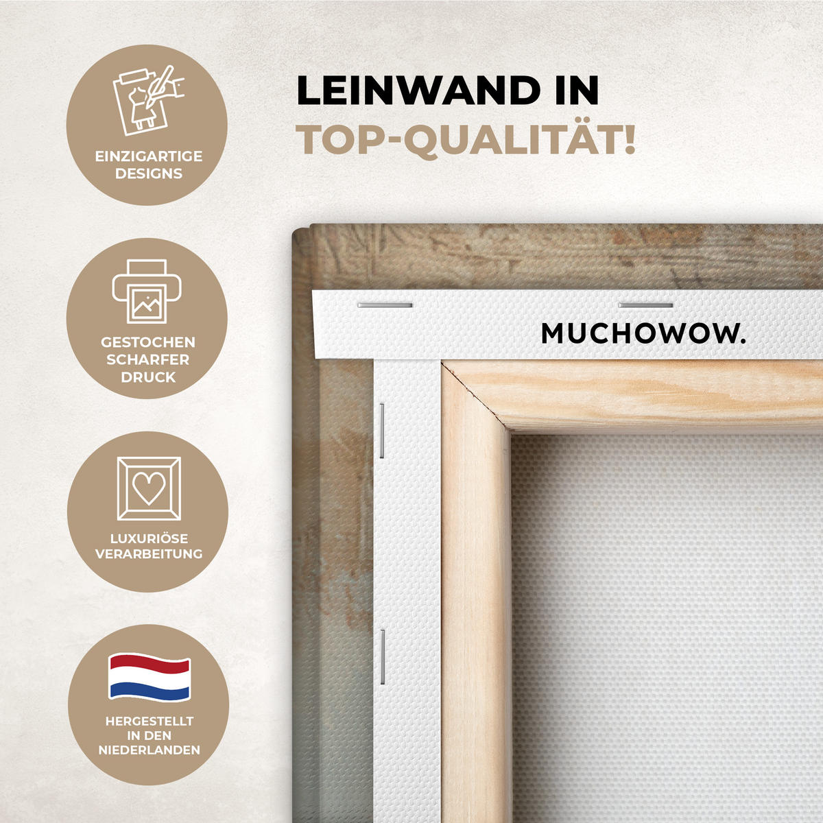 LEINWANDBILD Abstrakt - Kreuz - Hand - Christentum Deko Groß 90x140 cm - Hellbraun, Textil (90/140cm) - MuchoWow