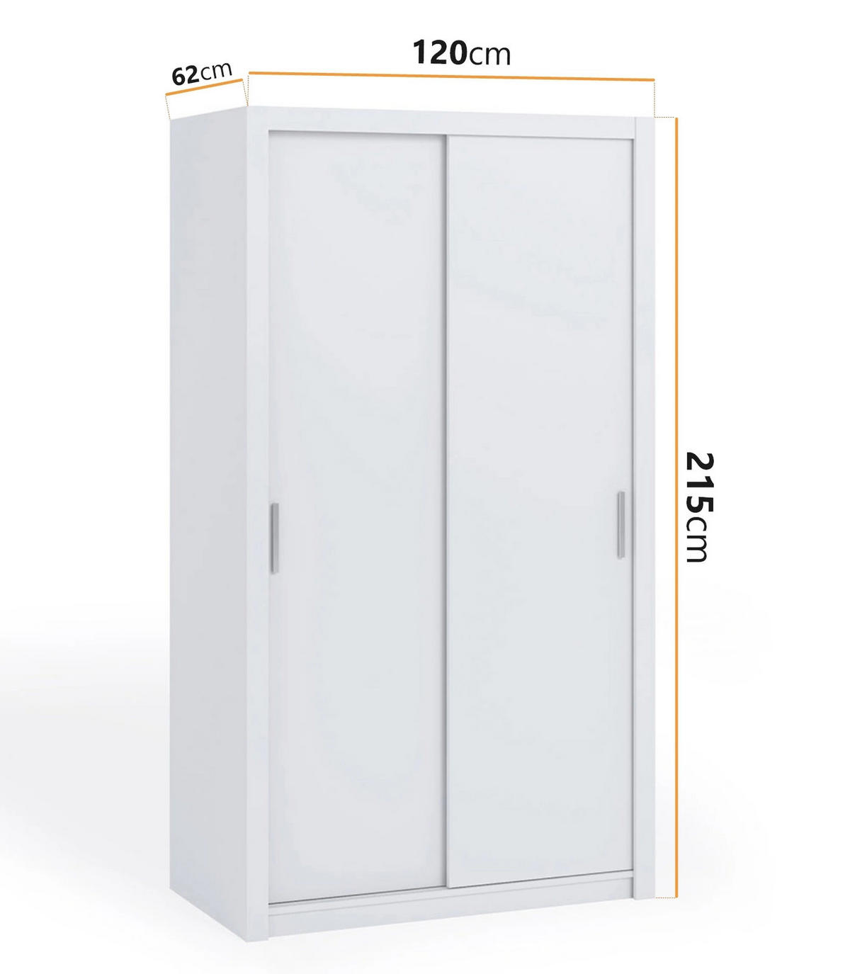 SCHIEBETÜRENSCHRANK Tamiza 120/215/62 2-türig - Silberfarben/Weiß, Holzwerkstoff/Kunststoff (120/215/62cm) - Ravio