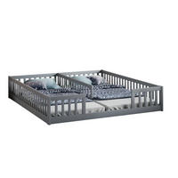KINDERBETT aus Kiefernholz und MDF 2x 90x200 cm Grau mit Sicherheitsgitter - Grau, Holzwerkstoff (90/200cm) - IVMEU
