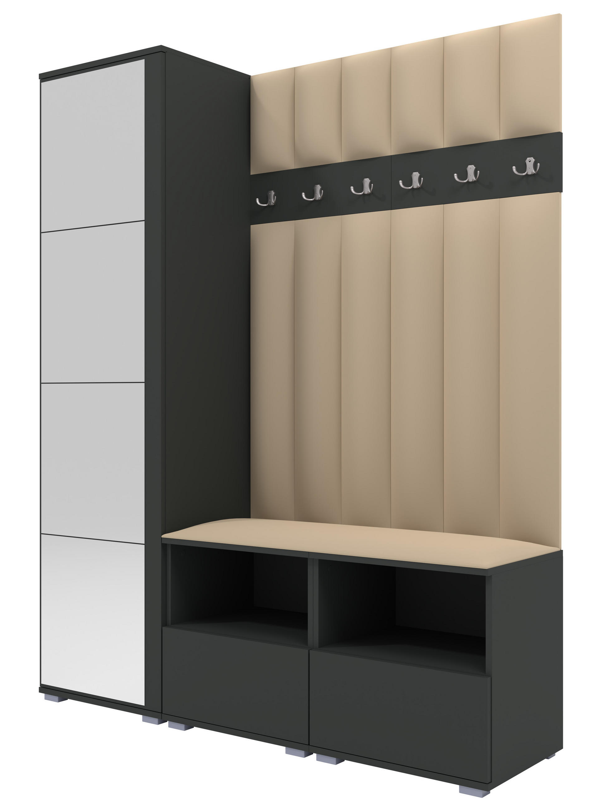 Ravio Gepolstert Graphit, Beige 150x187x40 cm