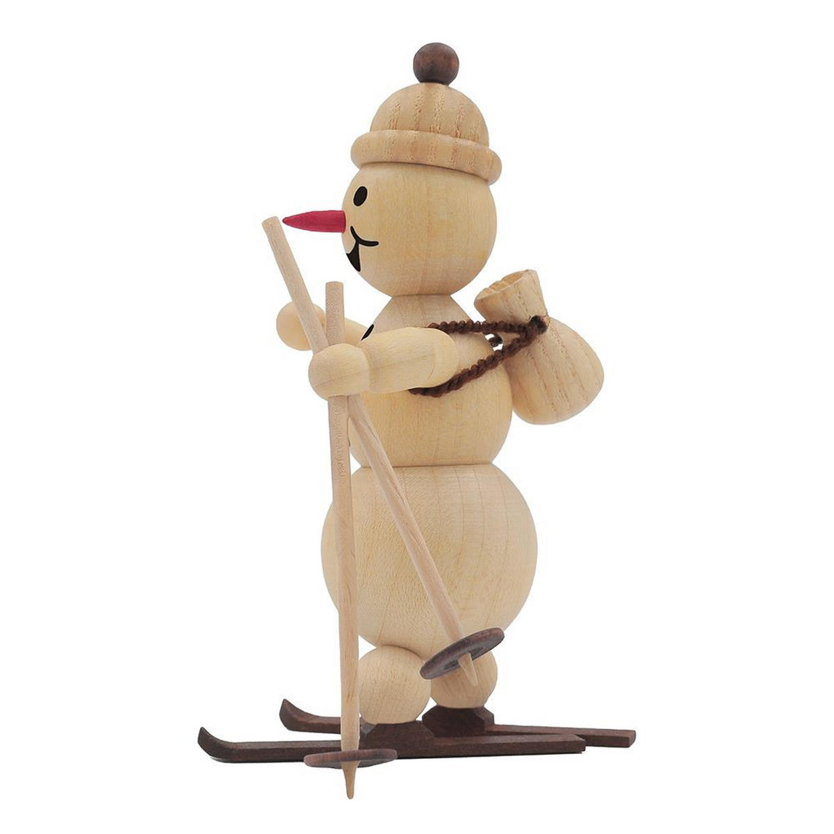 HOLZFIGUR Schneemann Skilehrer 10 cm - Multicolor, Holz (7/10/0.1cm)