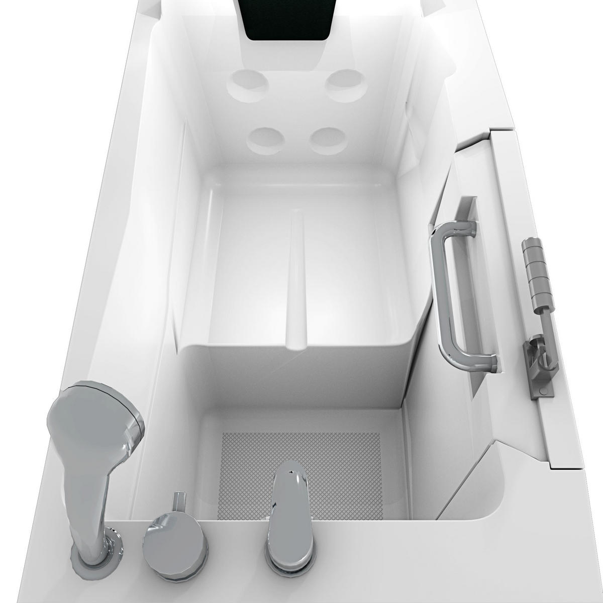 SENIOREN Sitzwanne mit Tür S08-B-R - Weiß, Glas/Kunststoff (68/114/110cm) - AcquaVapore by Sandra Jentho