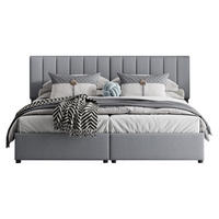 POLSTERBETT 180x200 Grau Leinen Stauraum - Grau, Textil (180/200cm) - FLIEKS