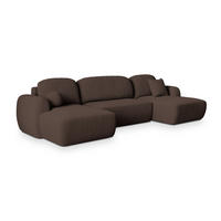 WOHNLANDSCHAFT SAVONA P Braun Kordstoff mit Schlaffunktion - Braun, Holz (350/90/148cm) - MASSENO